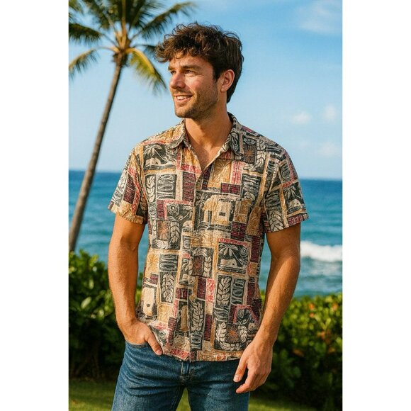 Vintage Cooke Street Honolulu Hawaiian Button Down T Shirt *read For Size* - Picture 1 of 5